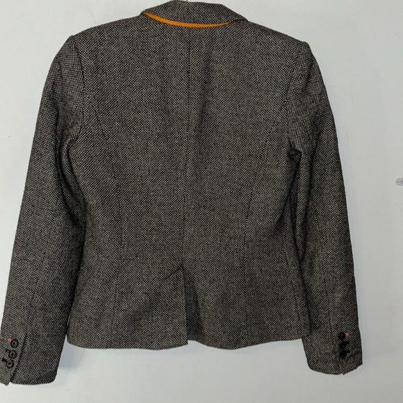 New Without Tags Herringbone Blazer Jacket Sz 4 Front Pockets Contrast Sleeves - Picture 6 of 13